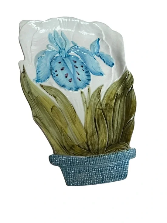 Lenwile Ardalt Flowerpot Majolica Artware Porcelain Flower Tea Set Blue Iris - Picture 11 of 14